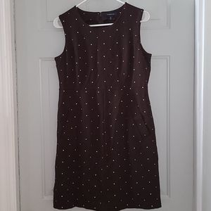 Lands' End Brown Polka Dot Midi Dress